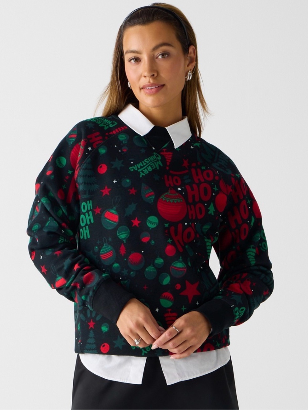 Fabletics The Go-To Crew Ho Ho Holiday Print